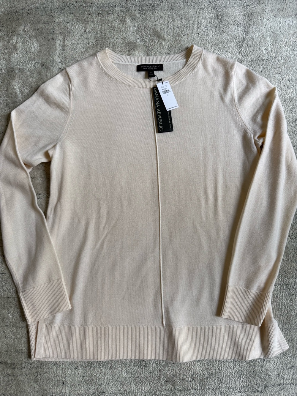 Banana Republic Ivory Merino Wool Women's Crewneck Long Sleeve Pullover Knit S
